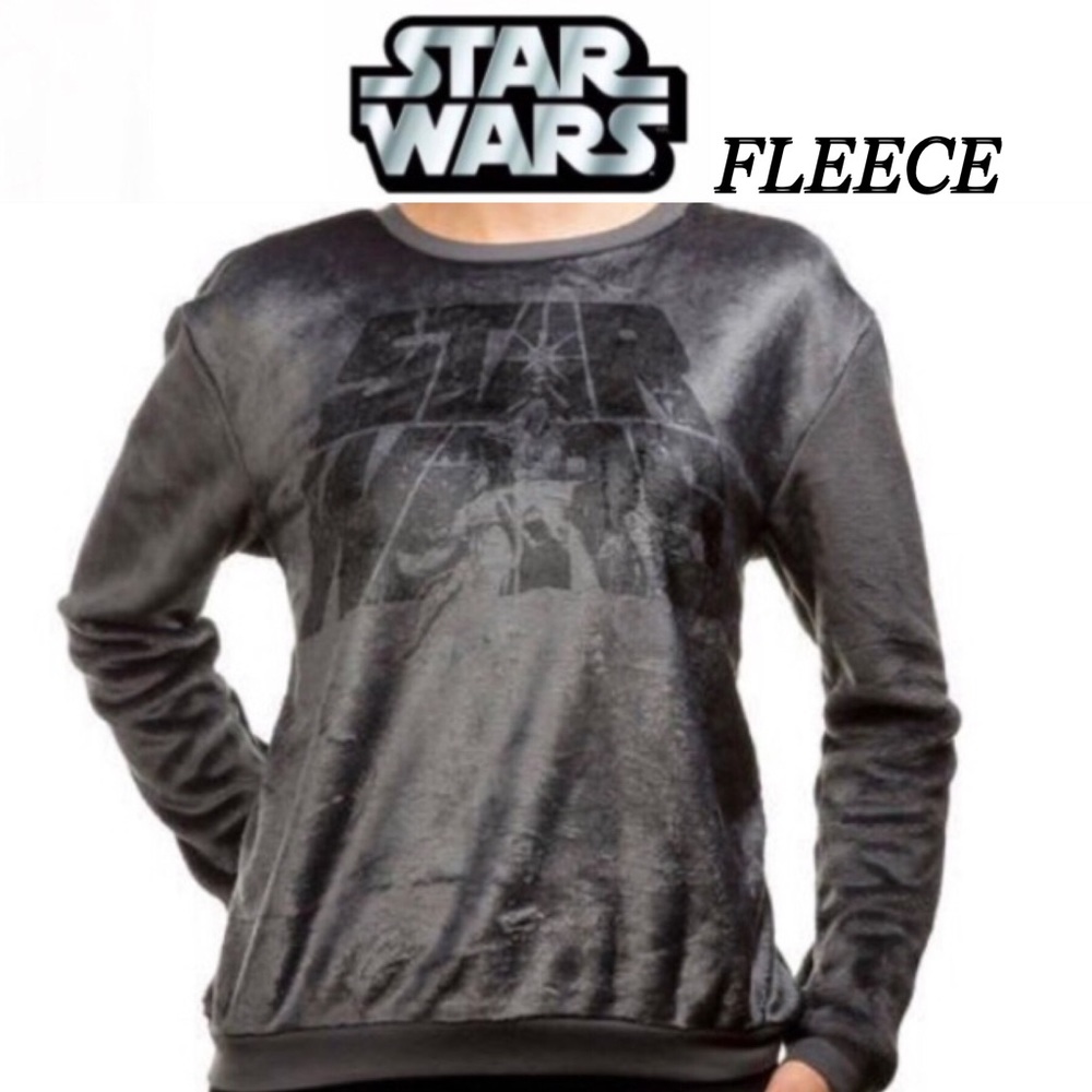STAR WARS Character Plush Pullover "Luke Leia Star Wars" grey sizeXL 15-17 NWOT